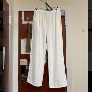 White wide leg flowy trouser pants
